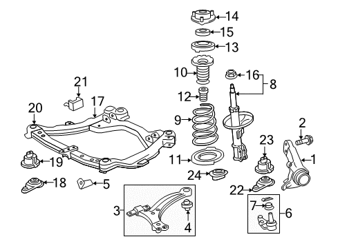 2009 Toyota Camry Front Suspension Components, Lower Control Arm, Stabilizer Bar Coil Spring Diagram for 48131-33B30