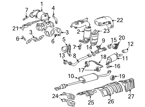 2008 Lexus RX400h Exhaust Manifold Pipe Assembly Gasket Diagram for 17451-0D020