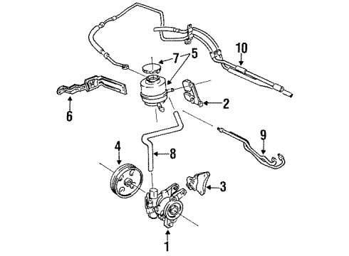 1996 Toyota Tercel P/S Pump & Hoses Power Steering Pump Diagram for 44320-16250