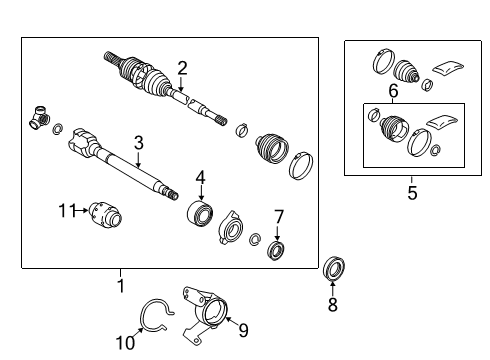 2021 Toyota RAV4 Prime Drive Axles - Front Axle Seal Diagram for 90311-40046