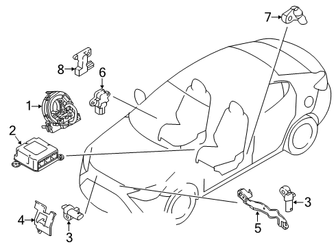 2020 Toyota Yaris Air Bag Components Passenger Inflator Module Diagram for 73960-WB002