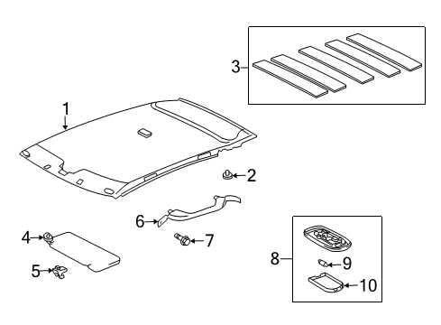 2006 Scion xB Interior Trim - Roof Visor Assembly, Left Diagram for 74320-52440-B0