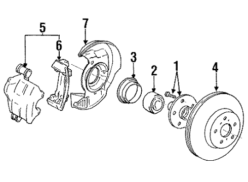 1990 Toyota Celica Front Brakes Front Disc Diagram for 43512-20400