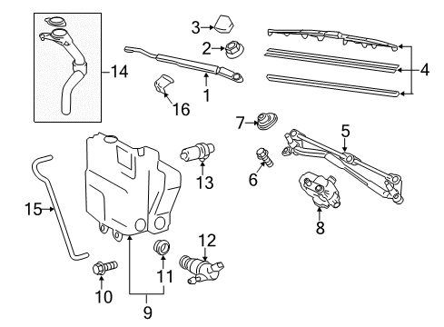 2013 Scion iQ Wiper & Washer Components Inlet Assembly Diagram for 85301-74010