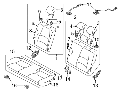 2017 Toyota Yaris iA Rear Seat Components Cushion Assembly Diagram for 71460-WB008