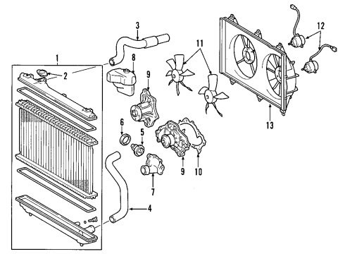 2005 Toyota Highlander Cooling System, Radiator, Water Pump, Cooling Fan Water Pump Assembly Diagram for 16100-28041