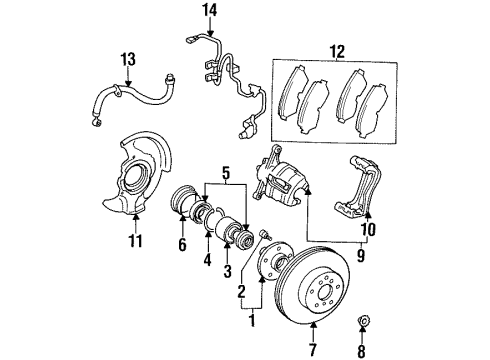 1995 Toyota Celica Front Brakes Wheel Cylinder Overhaul Kit Diagram for 47781-20330