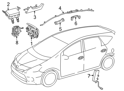 2016 Toyota Prius V Air Bag Components Head Air Bag Diagram for 62180-47060