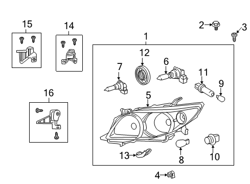 2012 Toyota Corolla Headlamps Composite Assembly Diagram for 81110-02B50
