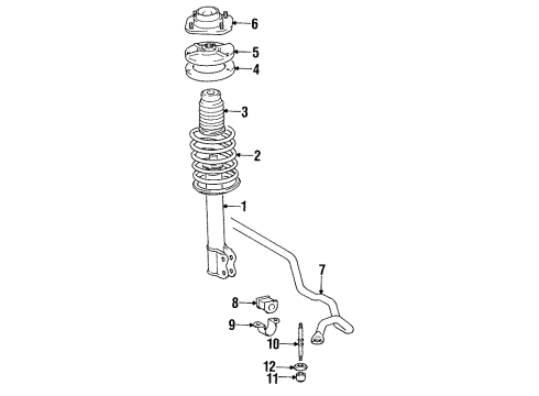 1995 Toyota Paseo Struts & Suspension Components - Front Support Sub-Assy, Front Suspension Diagram for 48609-16160