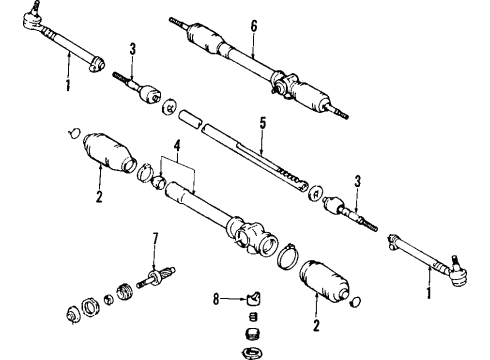 1995 Toyota Tacoma P/S Pump & Hoses, Steering Gear & Linkage Guide Sub-Assembly, Rack Diagram for 45504-35020