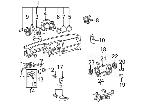 2007 Toyota Tacoma Cluster & Switches, Instrument Panel Side Panel Diagram for 55317-04040-B0