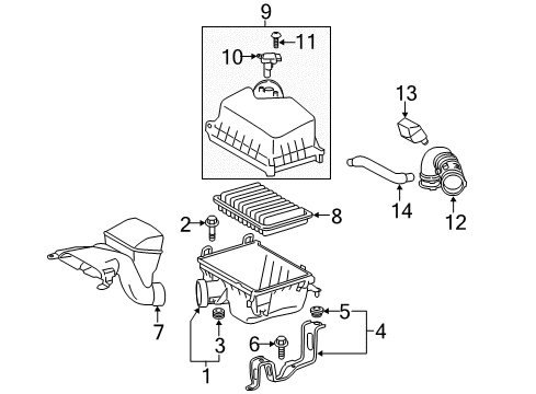 2015 Toyota Highlander Filters Air Cleaner Body Diagram for 17701-0P120