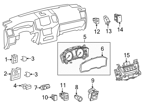 2016 Toyota Land Cruiser Switches Cluster Assembly Diagram for 83800-6AW20