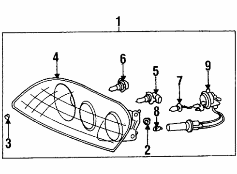 1997 Toyota Supra Bulbs Driver Side Headlight Unit Assembly Diagram for 81151-1B240