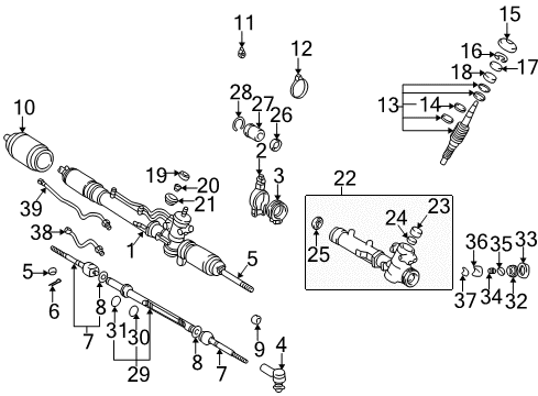 1996 Toyota RAV4 Steering Column & Wheel, Steering Gear & Linkage Inner Tie Rod Diagram for 45503-19215