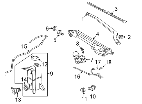 2018 Toyota Sequoia Wiper & Washer Components Rear Blade Diagram for 85242-0C010