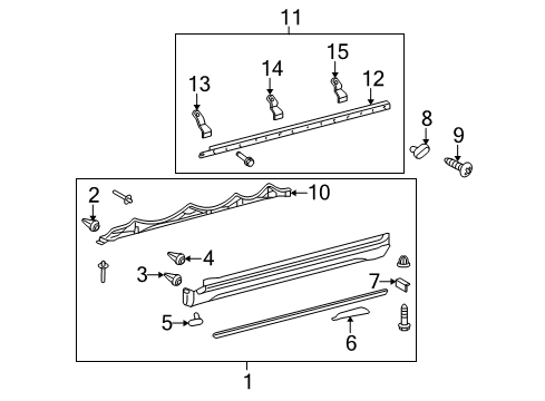 2010 Toyota 4Runner Exterior Trim - Pillars, Rocker & Floor Rocker Molding Clip Diagram for 75396-04010