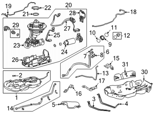 2020 Toyota Highlander Fuel Supply Tube Assembly Lock Ring Diagram for 77144-06040