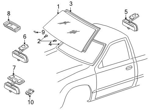 1995 Toyota Tacoma Windshield Glass Reveal Molding Diagram for 75531-04020