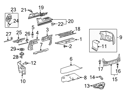 2009 Toyota Camry Interior Trim - Rear Body Package Tray Trim Diagram for 64330-06580-B0