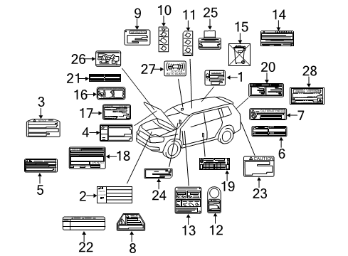 2008 Toyota Highlander Information Labels Antitheft Label Diagram for 74515-06010