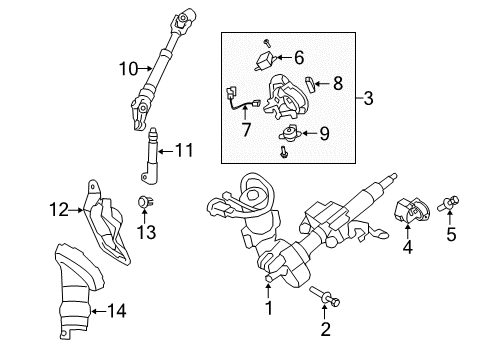 2010 Toyota Corolla Ignition Lock Column Assembly Diagram for 45250-02620