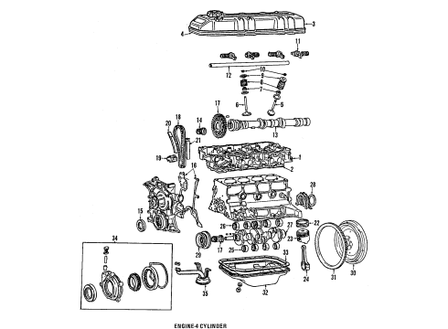 1984 Toyota Celica Exhaust Components Catalytic Converter Assembly Diagram for 18450-35100