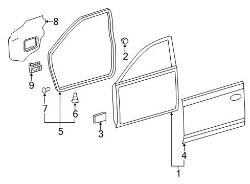 2010 Toyota Camry Front Door Outer Panel Diagram for 67111-06040