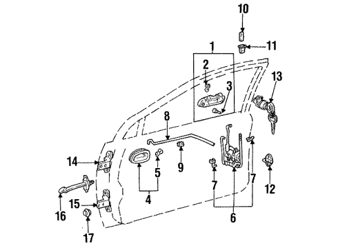 1997 Toyota Corolla Door & Components Handle, Outside Diagram for 69220-12160