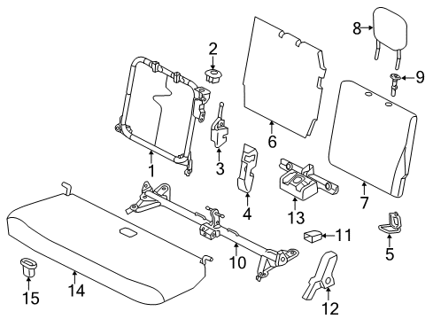 2012 Scion iQ Rear Seat Components Seat Cushion Diagram for 71460-74040-B1