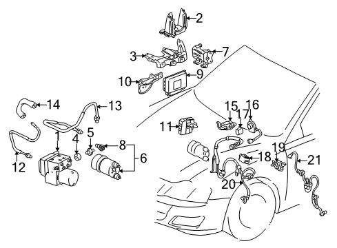 2000 Toyota Avalon ABS Components Actuator Cushion Diagram for 44546-06020