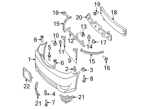 2006 Toyota Camry Front Bumper Bumper Cover Nut Diagram for 90467-A0018