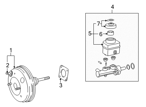 2000 Toyota MR2 Spyder Hydraulic System Brake Master Cylinder Repair Kit Diagram for 04493-17090