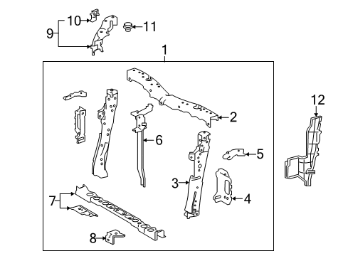 2017 Toyota Corolla iM Radiator Support Side Support Diagram for 53202-12520
