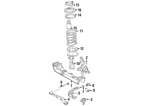 1992 Toyota Previa Front Suspension Components, Lower Control Arm, Stabilizer Bar Ball Joint Diagram for 43330-29235