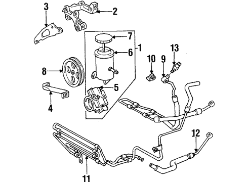 1997 Toyota Supra P/S Pump & Hoses, Steering Gear & Linkage, Speed Sensitive Steering Power Steering Pump Diagram for 44320-14240