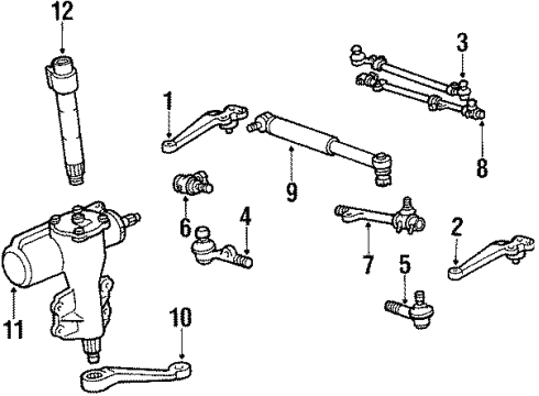 1984 Toyota Land Cruiser P/S Pump & Hoses, Steering Gear & Linkage Rod Assembly, Tie Diagram for 45460-69105