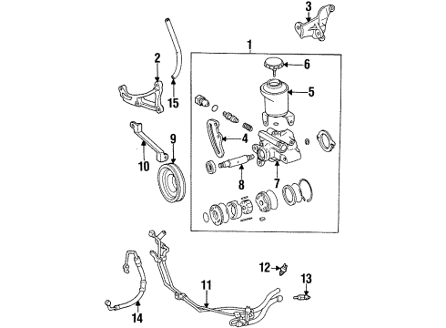 1997 Toyota T100 P/S Pump & Hoses, Steering Gear & Linkage Pump Assy, Vane Diagram for 44320-0W010
