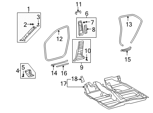 2012 Toyota Corolla Interior Trim - Pillars, Rocker & Floor Cowl Trim Diagram for 62112-02180-B0