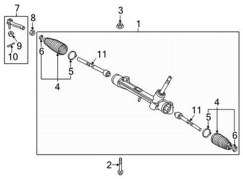 2016 Toyota Mirai Steering Gear & Linkage Outer Tie Rod Diagram for 45047-49135