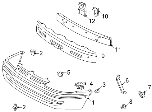 1998 Toyota Corolla Front Bumper Support Diagram for 52116-12320