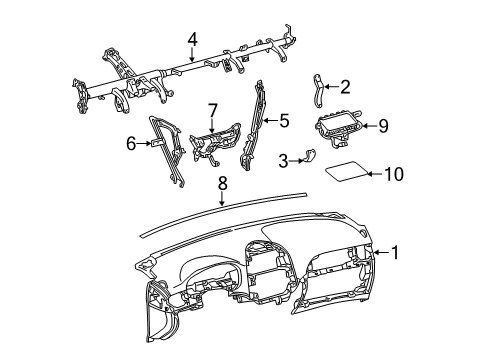 2014 Toyota Sienna Cluster & Switches, Instrument Panel Instrument Panel Diagram for 55301-08032-C0