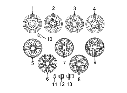 2003 Toyota Tundra Wheels Wheel Nut Diagram for 90942-01106