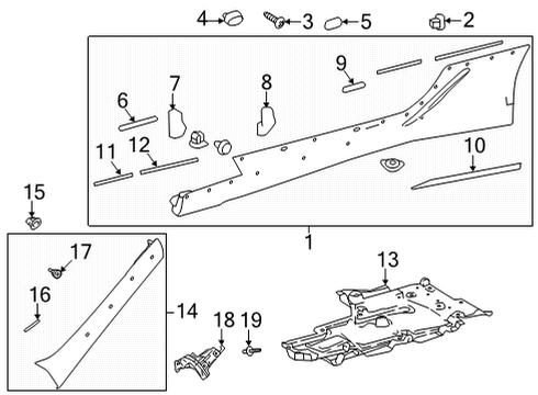2021 Lexus LC500 Exterior Trim - Pillars Rocker Molding Screw Diagram for 90162-40035