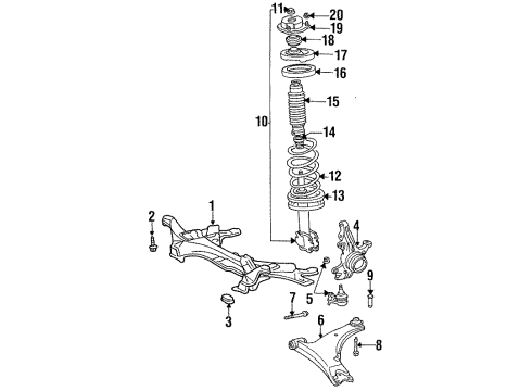 1994 Toyota Celica Front Suspension Components, Lower Control Arm, Stabilizer Bar Front Suspension Control Arm Sub-Assembly Lower Left Diagram for 48069-20290