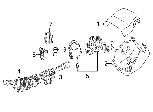 2019 Toyota Tacoma Shroud, Switches & Levers Upper Column Cover Diagram for 45286-04130-C0