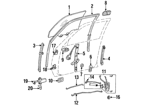 1994 Toyota Camry Lift Gate Lift Cylinder Diagram for 68950-09041