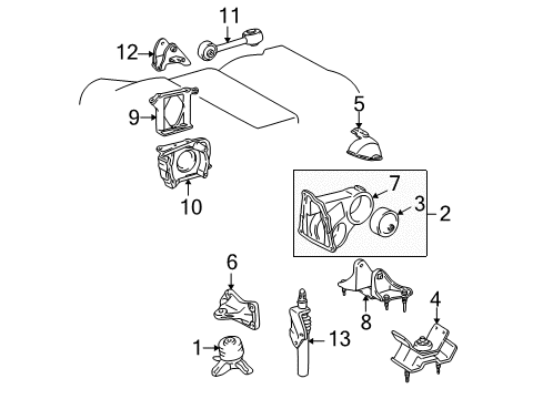 2000 Toyota Avalon Engine & Trans Mounting Mount Assembly Diagram for 12380-0A040