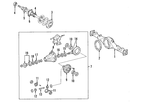 2003 Toyota Tundra Rear Axle, Differential, Propeller Shaft Carrier Assembly Diagram for 41110-35741